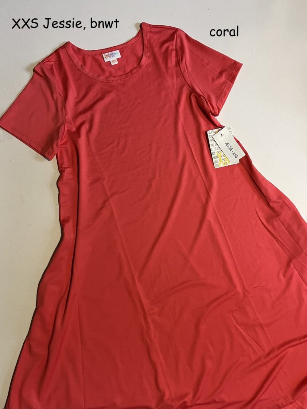 XXS Lularoe Jessie a-line dress, coral pink